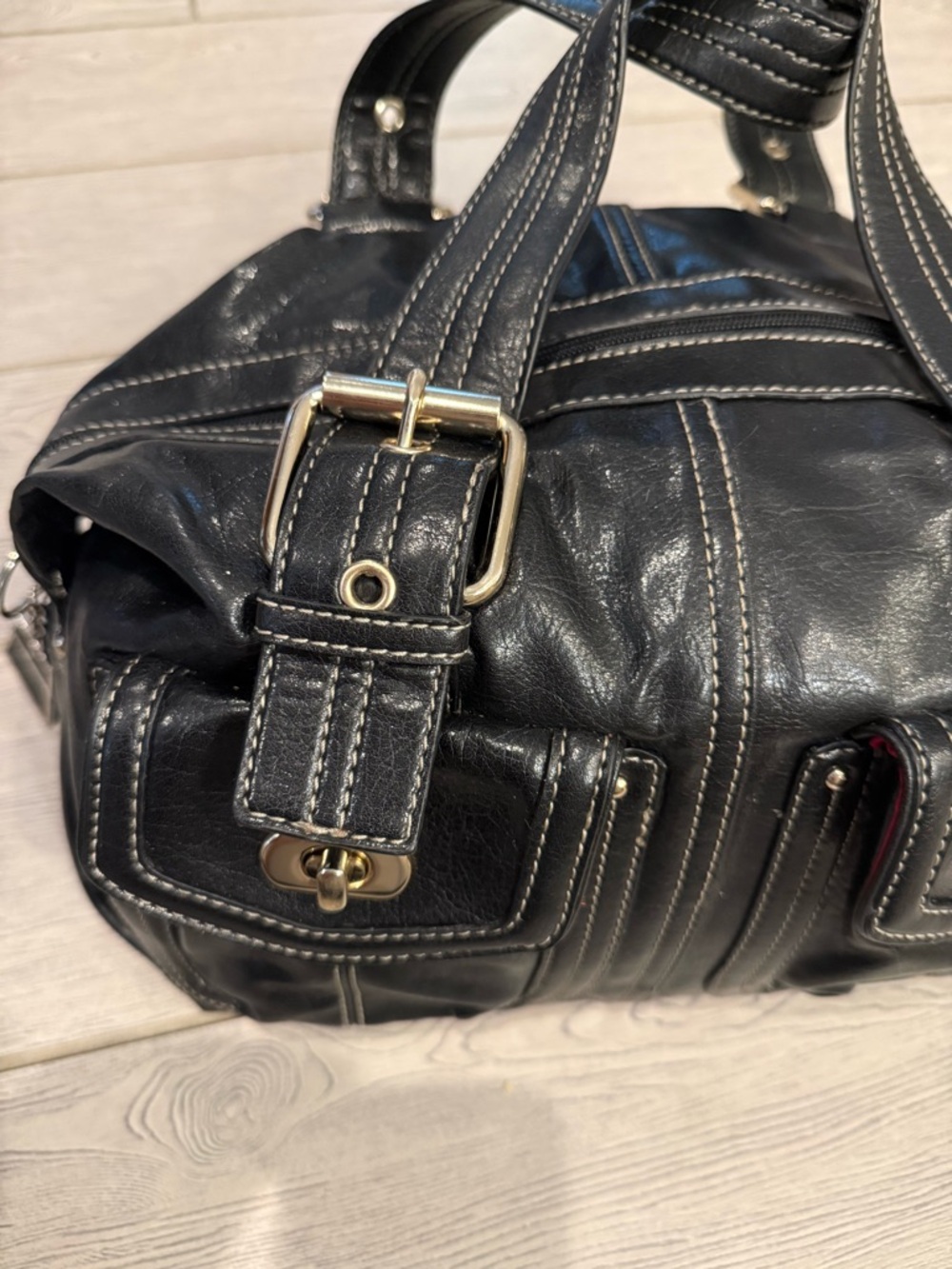Y2k Kathy Vanzeeland for Nine West Faux  Leather Shoulder Bag with Front Pockets - Picture 3 of 16